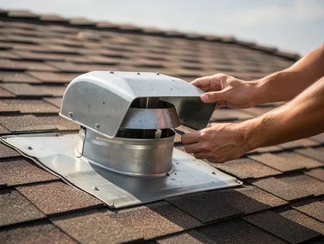Winter Haven Dryer Vent Cleaning certified technician safely cleaning a roof-mounted dryer vent in Winter Haven