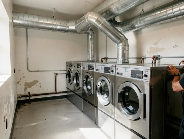 Winter Haven Dryer Vent Cleaning team performing large-scale commercial dryer vent cleaning in Winter Haven