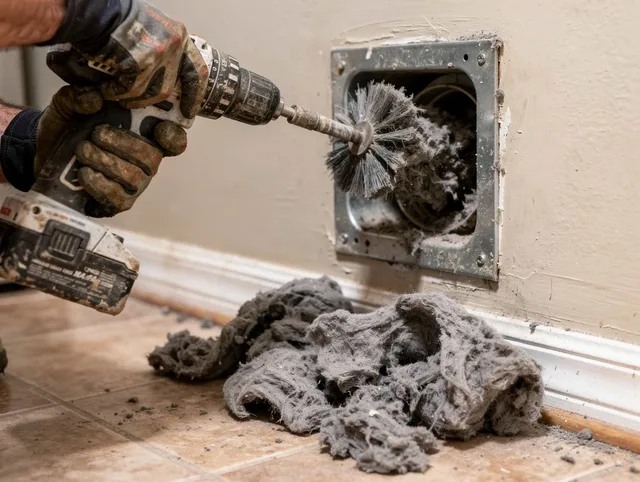 Certified Winter Haven Dryer Vent Cleaning technician performing dryer vent cleaning in Winter Haven